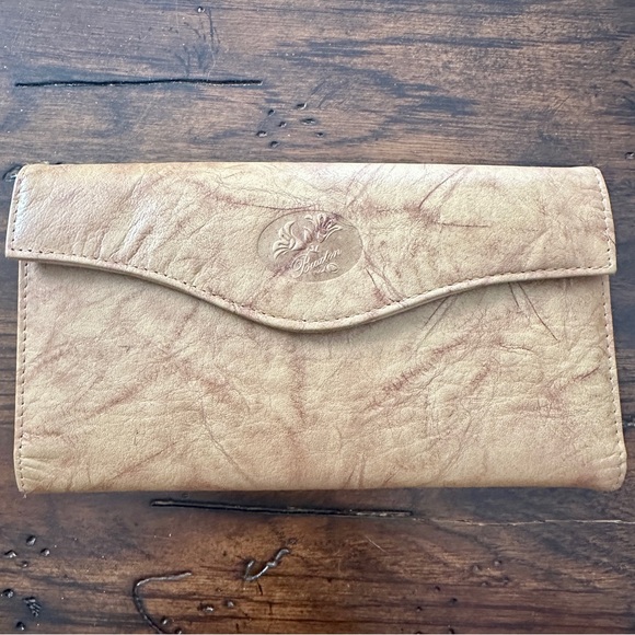 Buxton Handbags - Vintage Buxton Genuine Leather Wallet Checkbook Holder Card Organizer Tan
